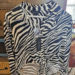 Bnwt Rachel Zoe zebra shirt satin feel